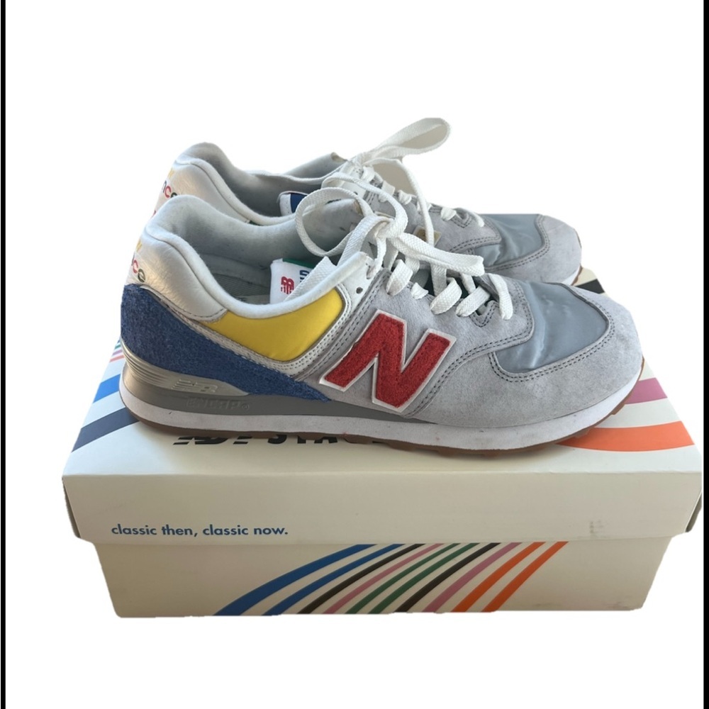 Men’s New BalancexStaud 574 Rain Cloud Team Red Sneaker